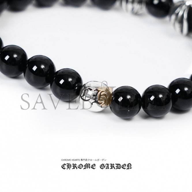 CHROME HEARTS ONYX BEAD BRACELET 8MM (4 SILVER BEADS)