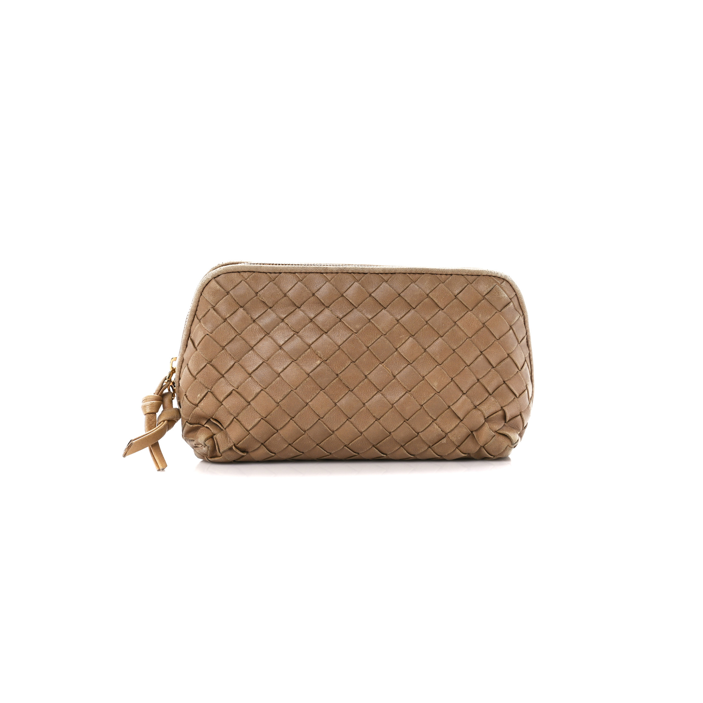 BOTTEGA VENETA NAPPA INTRECCIATO SMALL COSMETIC POUCH CAMEL  (17*10*8cm)