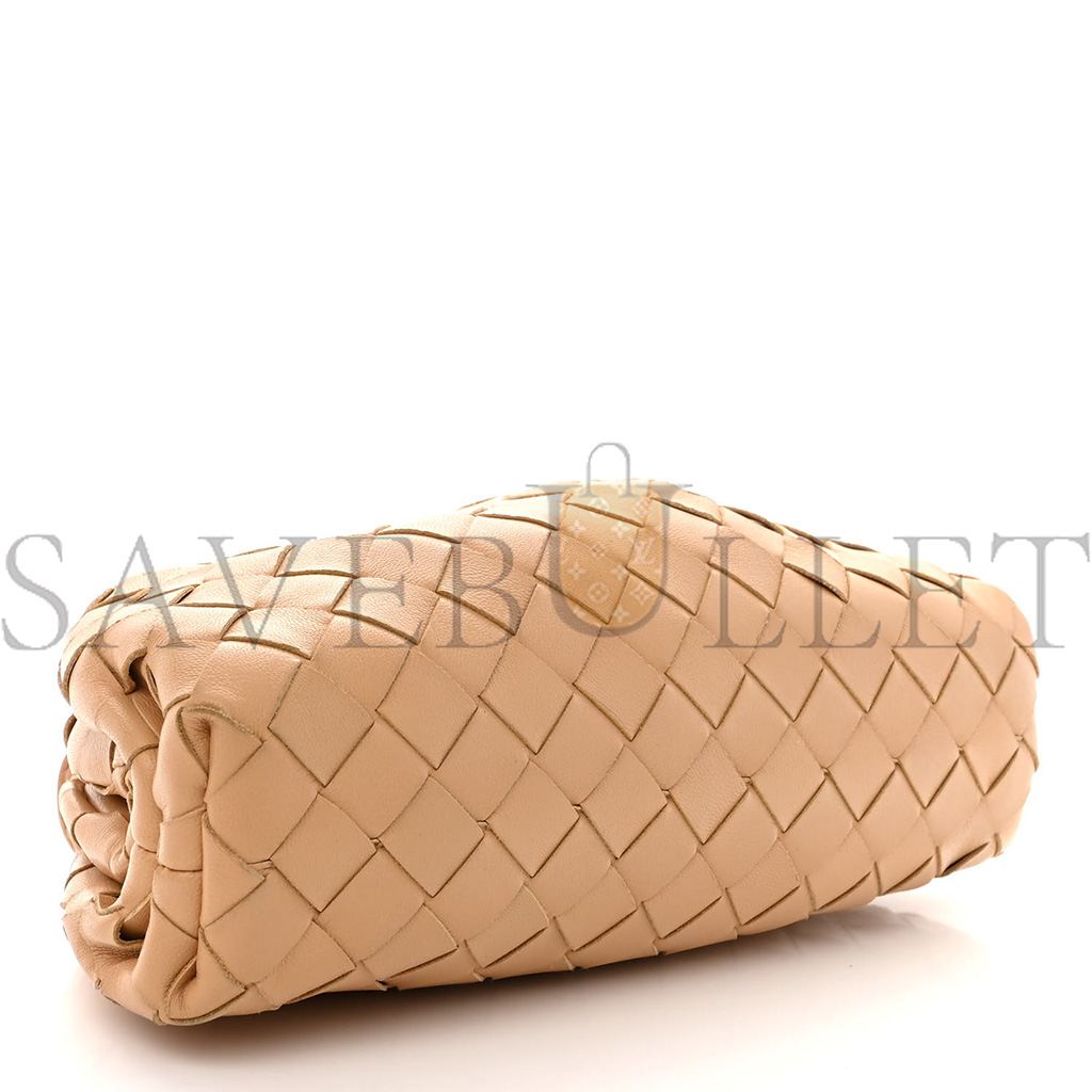 BOTTEGA VENETA NAPPA INTRECCIATO THE MINI POUCH ALMOND  (22*13*6cm)