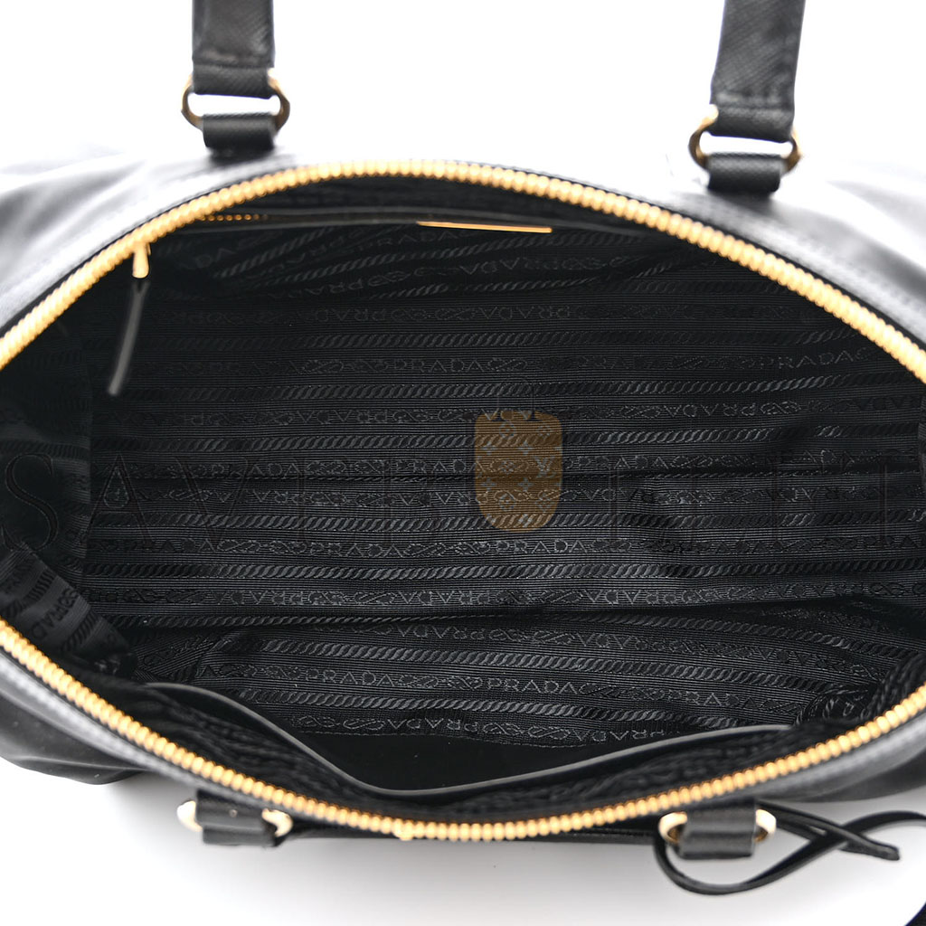 PRADA NYLON SAFFIANO RE-EDITION 1978 MEDIUM TOP HANDLE BAG BLACK (31*17*15cm)