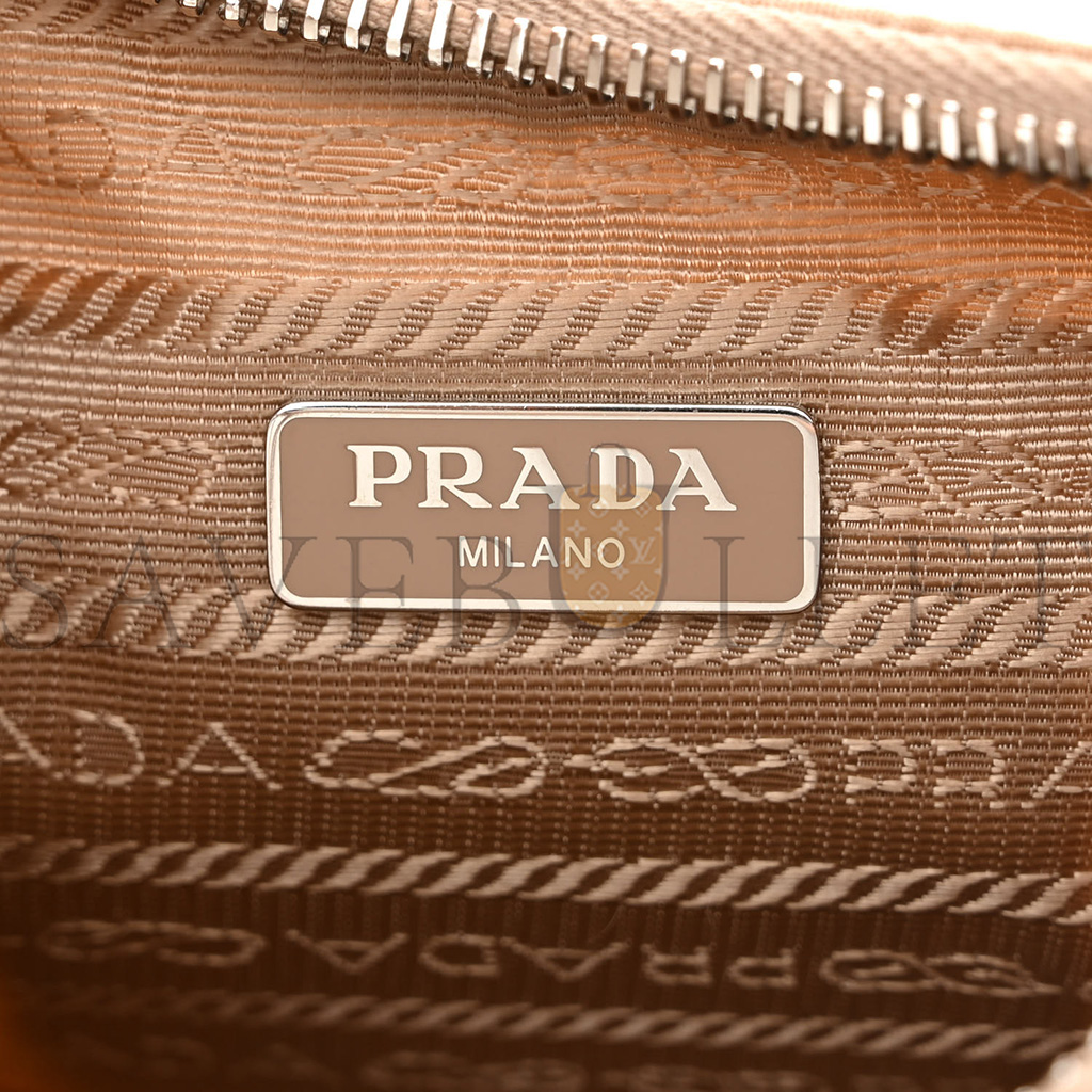 PRADA TESSUTO NYLON SAFFIANO MINI RE-EDITION 2005 BAG CAMMEO (22*17*6cm)