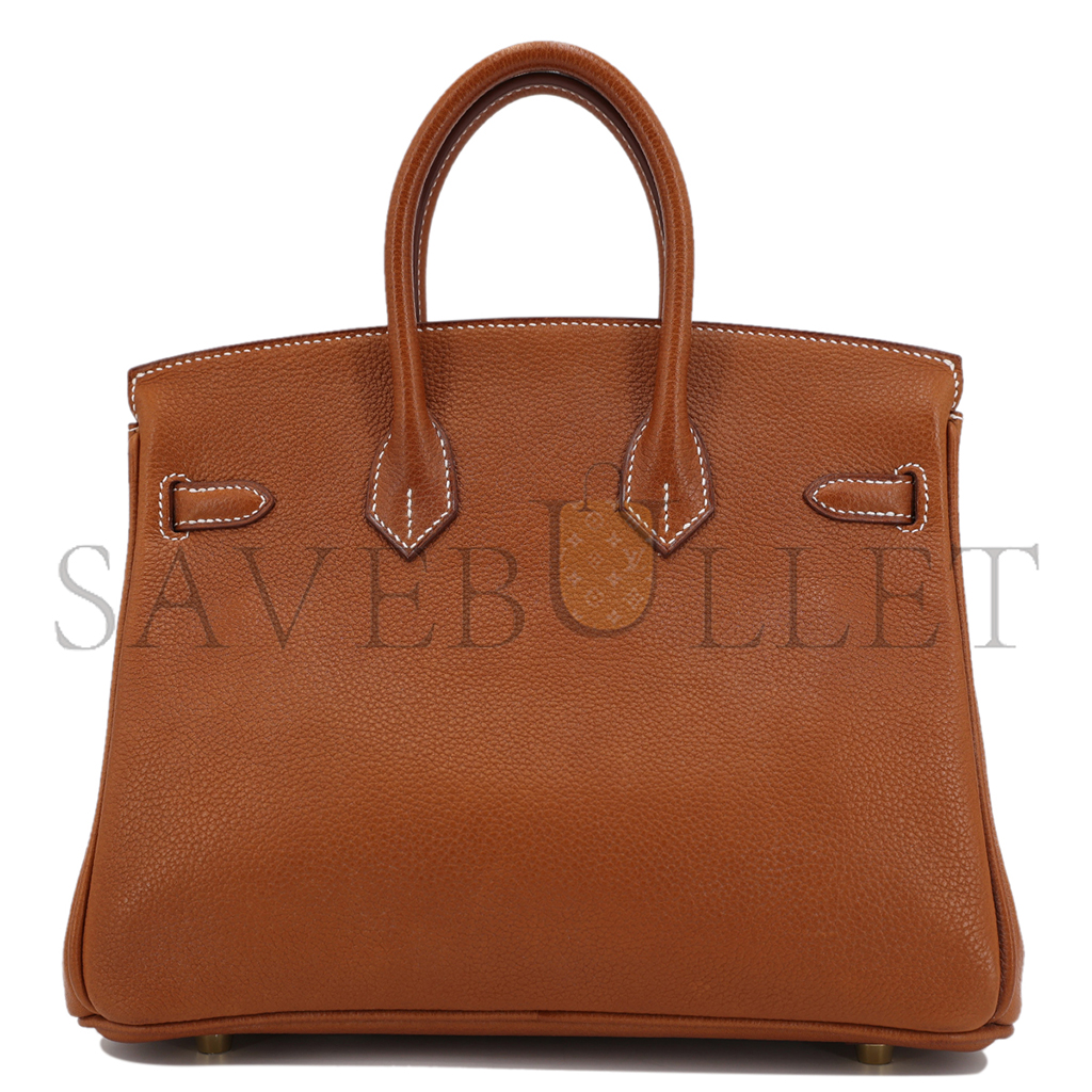 HERMES MASTER BIRKIN 25 SADDLE LEATHER GOLDEN BROWN GOLD BUCKLE BAG 9012863189 (25*20*13cm)