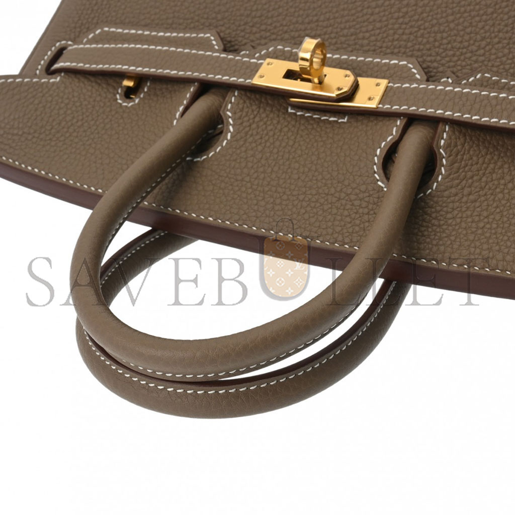 HERMES BIRKIN 25 TOGO LEATHER ELEPHANT GREY GOLD BUCKLE BAG H028369CC18 (25*20*13cm)