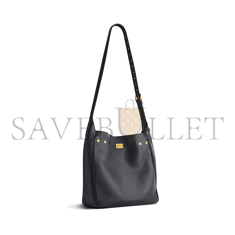 BALENCIAGA BEL AIR SMALL HOBO BAG IN BLACK SMOOTH CALFSKIN, AGED-GOLD HARDWARE 8110182ABAV1000 (26.9*25.9*9.9cm)