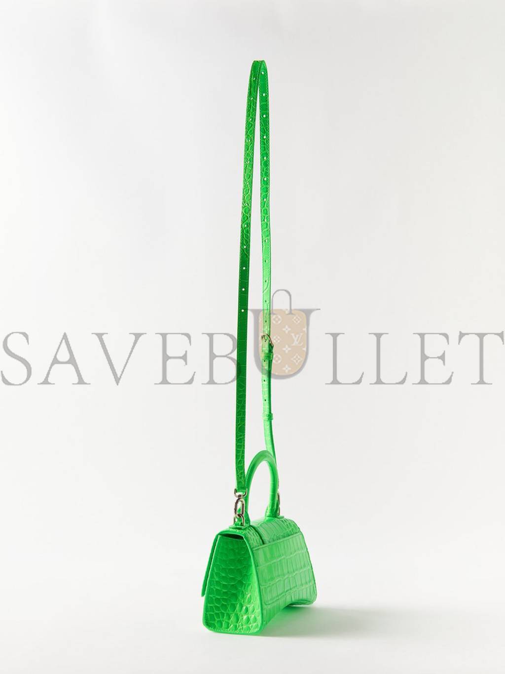 BALENCIAGA GREEN HOURGLASS XS CROCODILE-EFFECT LEATHER BAG  MATCHESFASHION US (19*12.5*8cm)