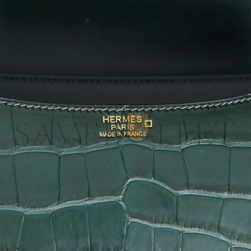 HERMES CONSTANCE 24 VERT FONCE MATTE ALLIGATOR GOLD HARDWARE (24cm)