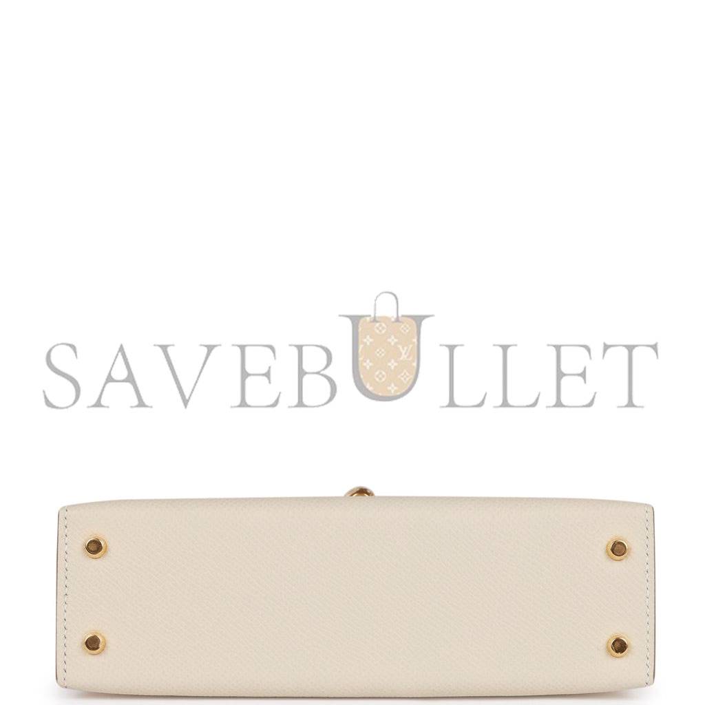 HERMES MINI KELLY SELLIER 20 CRAIE EPSOM GOLD HARDWARE (19*12*5.5cm)