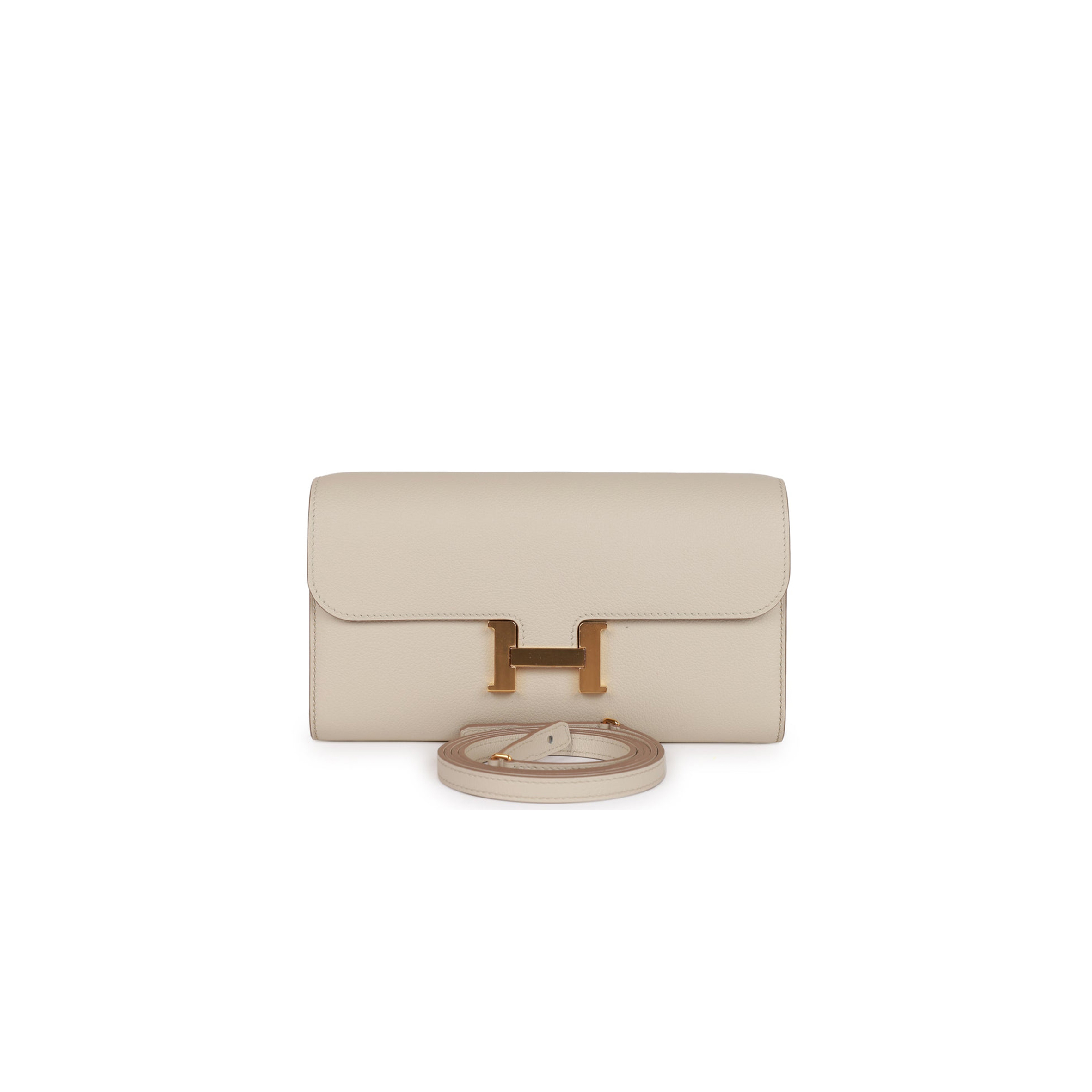 HERMES CONSTANCE WALLET TO GO BETON EVERCOLOR GOLD HARDWARE (22*11cm)