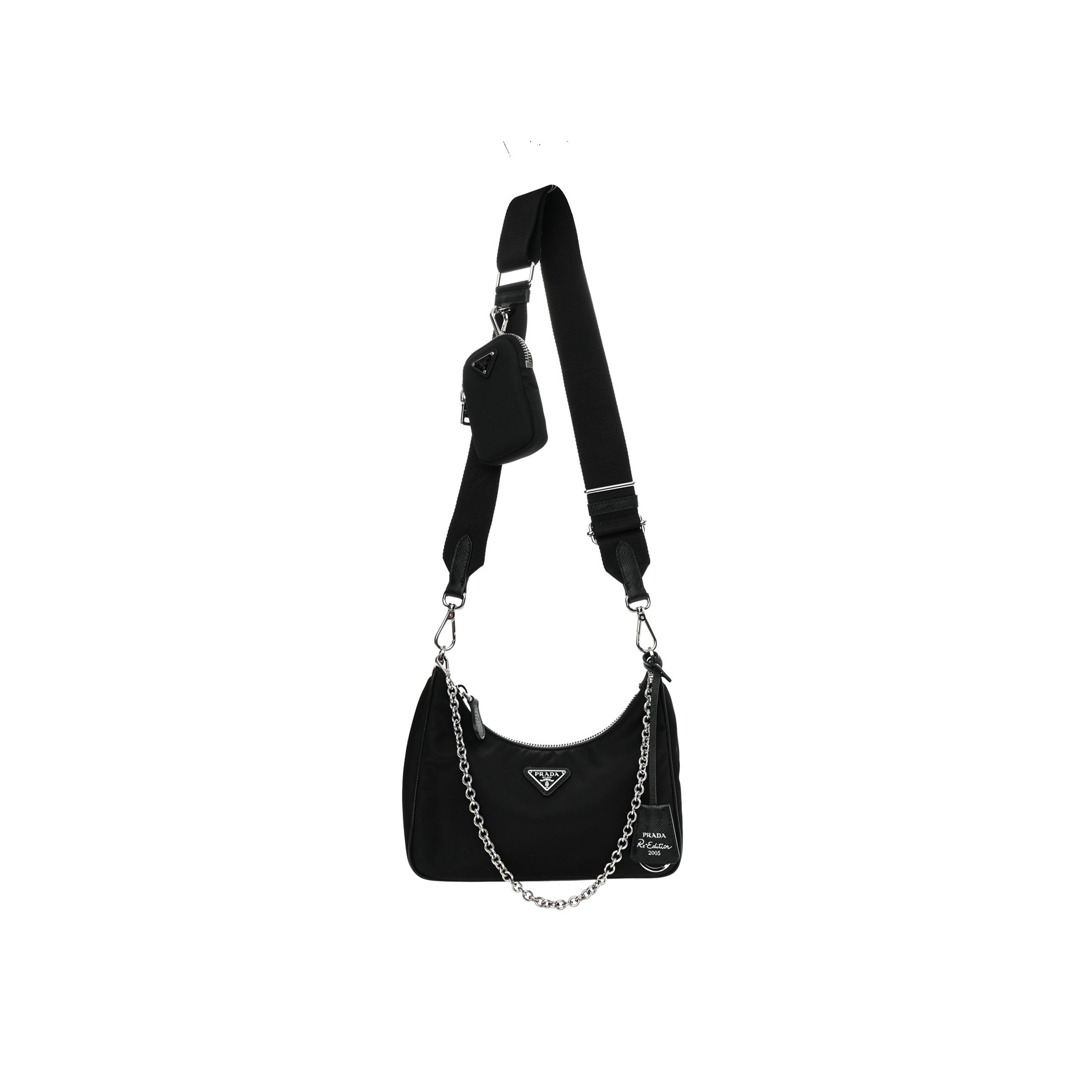 PRADA NYLON RE-EDITION 2005 SHOULDER BAG BLACK (18*18*6cm)