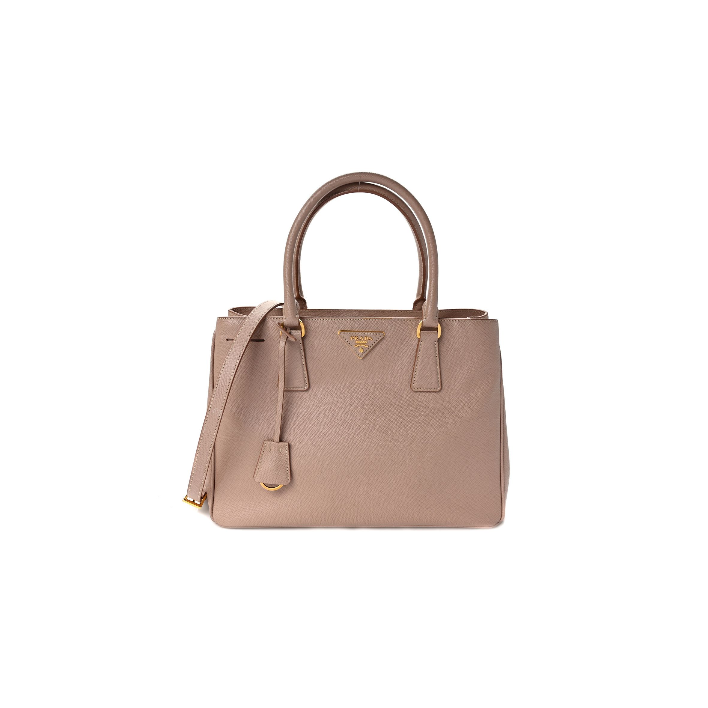 PRADA SAFFIANO MEDIUM GALLERIA DOUBLE ZIP TOTE CAMMEO (32*20*13cm)