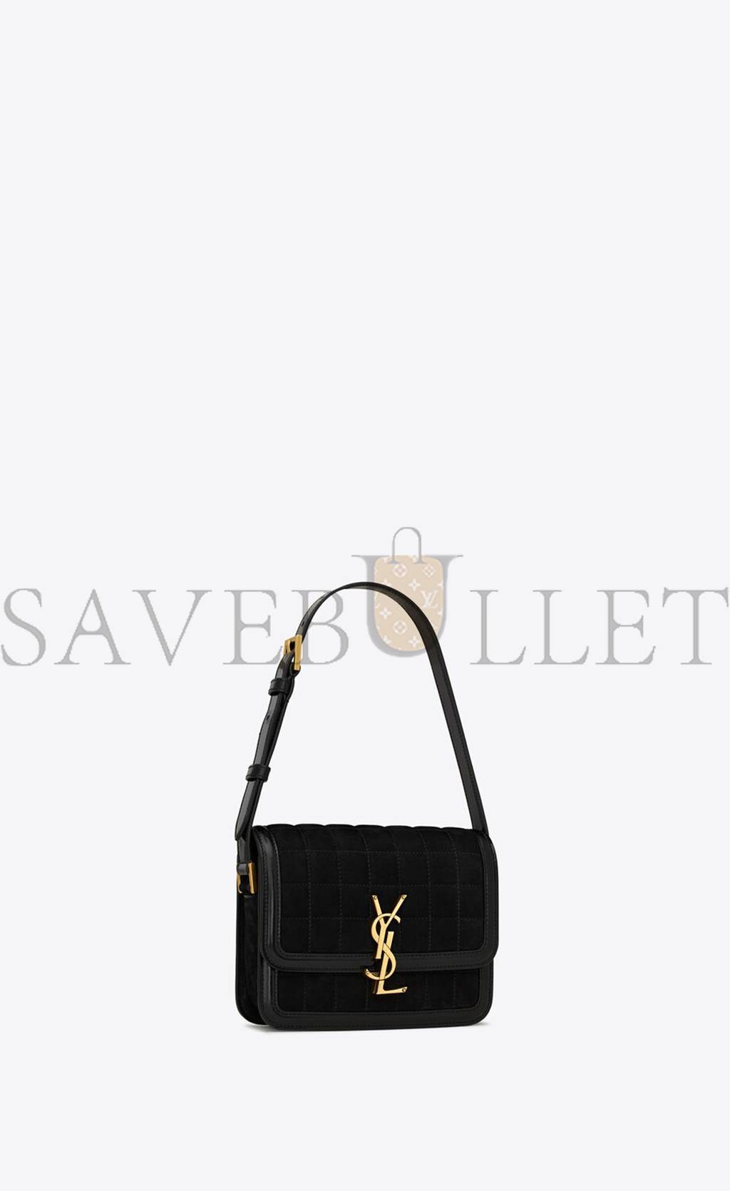 YSL SOLFERINO SMALL SATCHEL IN QUILTED NUBUCK SUEDE 739139AABR91000 (18.5*14*6cm)