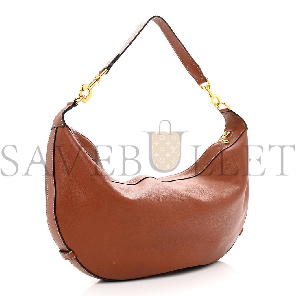 CELINE SUPPLE CALFSKIN MEDIUM STRAP LEANDRE SHOULDER BAG BROWN (44*27*3cm)