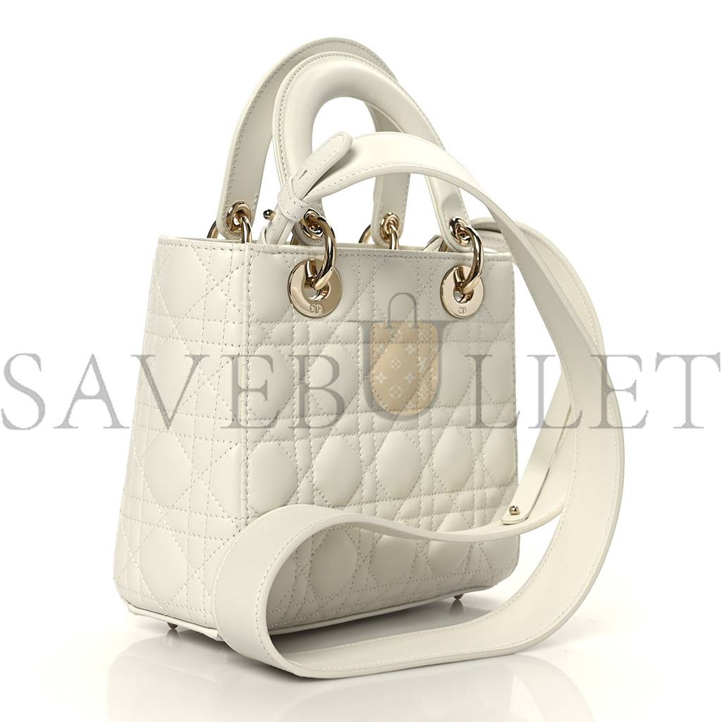 DIOR LAMBSKIN CANNAGE SMALL MY ABCDIOR LADY DIOR WHITE (20*18*8.9cm)