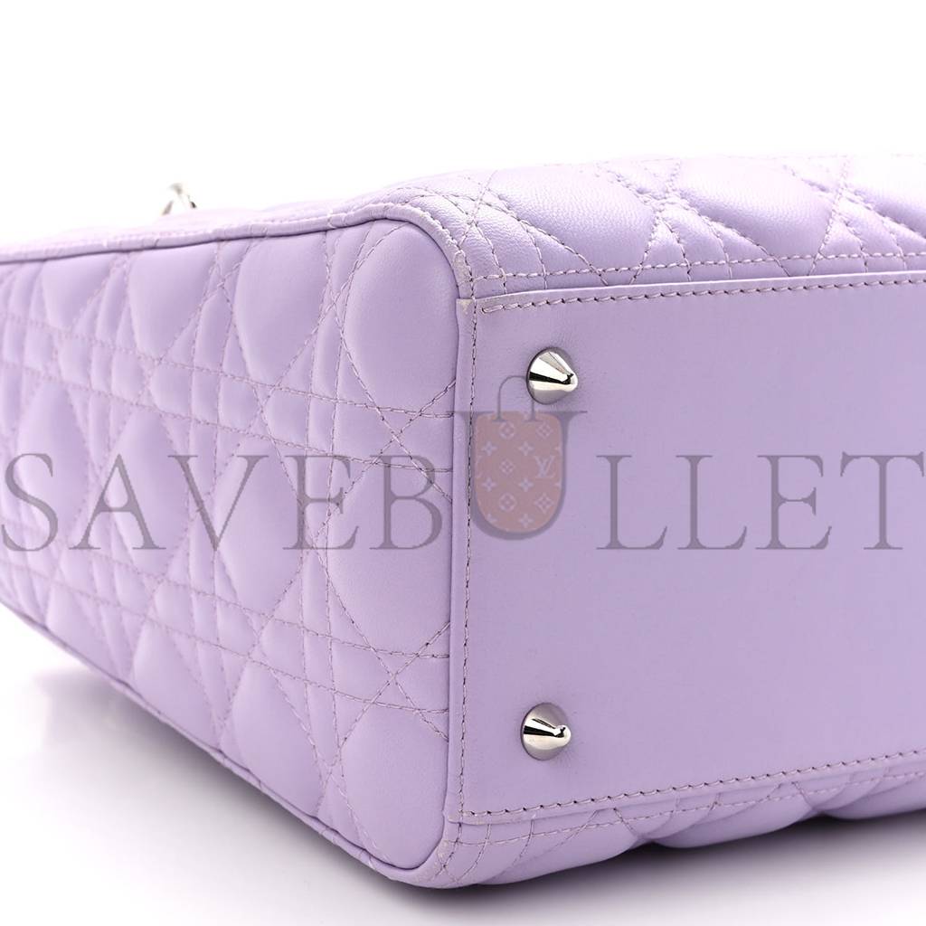 DIOR LAMBSKIN CANNAGE MEDIUM LADY DIOR PURPLE (24*20*10.8cm)