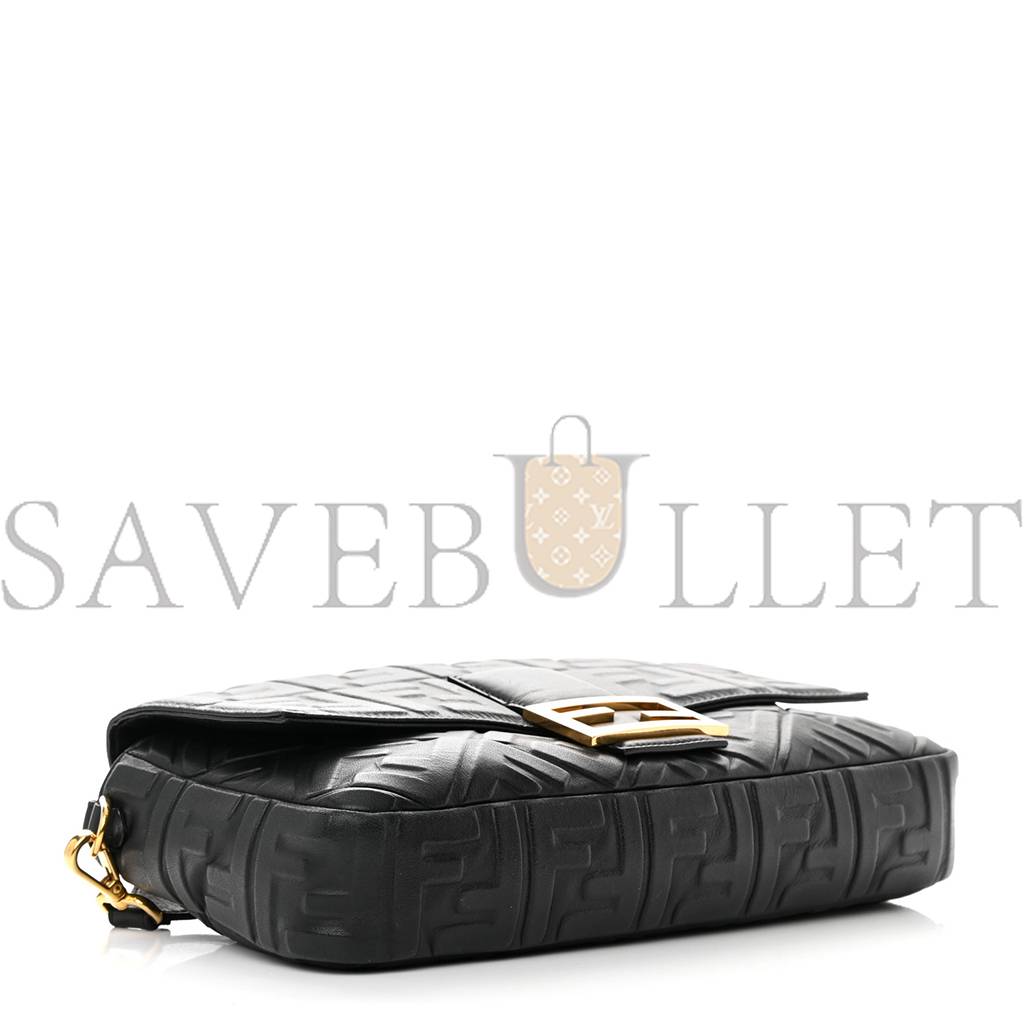 FENDI NAPPA FF 1974 EMBOSSED LARGE BAGUETTE BLACK (32*20*6cm)